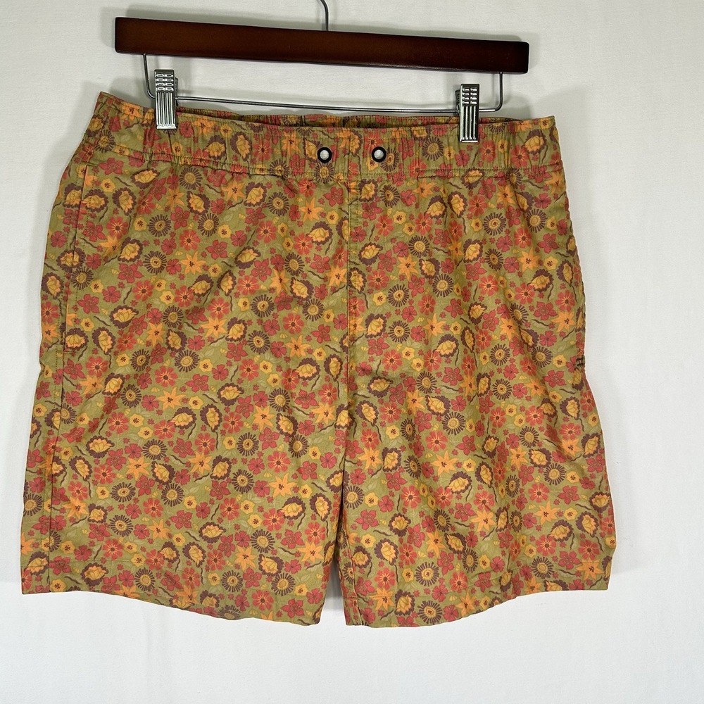 Toad&Co Mens Boundless Pull On Shorts Large Sundown Floral Hybrid Swim Beach Med